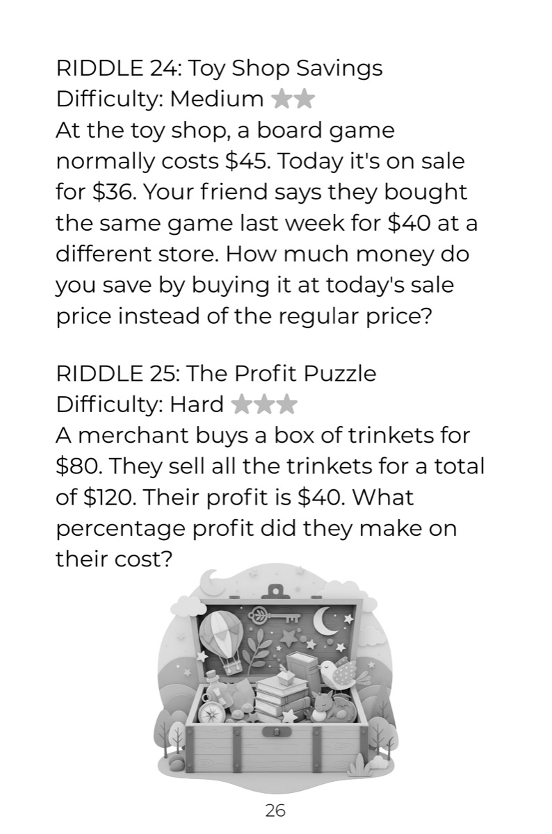 Sample interior page 1 from Math Riddles Adventure for Smart Kids